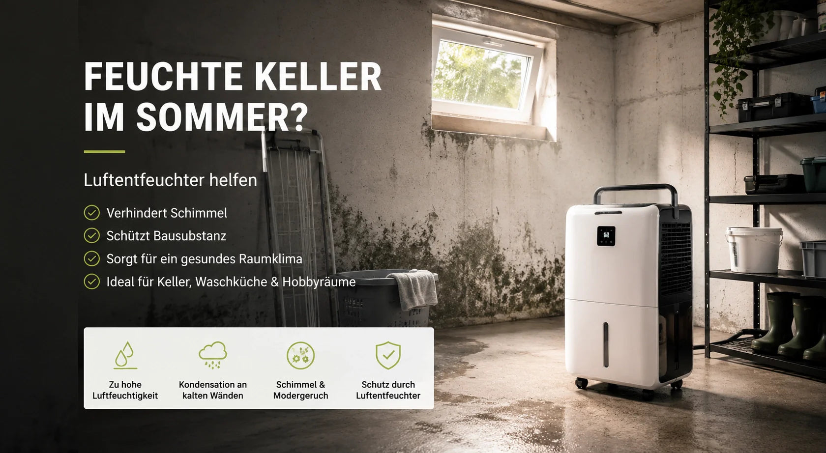 Feuchter Keller im  Sommer - Luftentfeuchter hilft