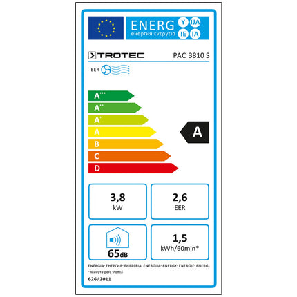 Trotec mobiles Klimagerät PAC 3810 S 3.8kW - grau Energieklasse A